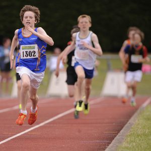 Cian McPhillips on his way to the gold medal Under 12 boys 600 meters National Finals