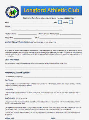 Application Form for new Juvenile Members