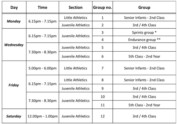athletics timetable oct2022