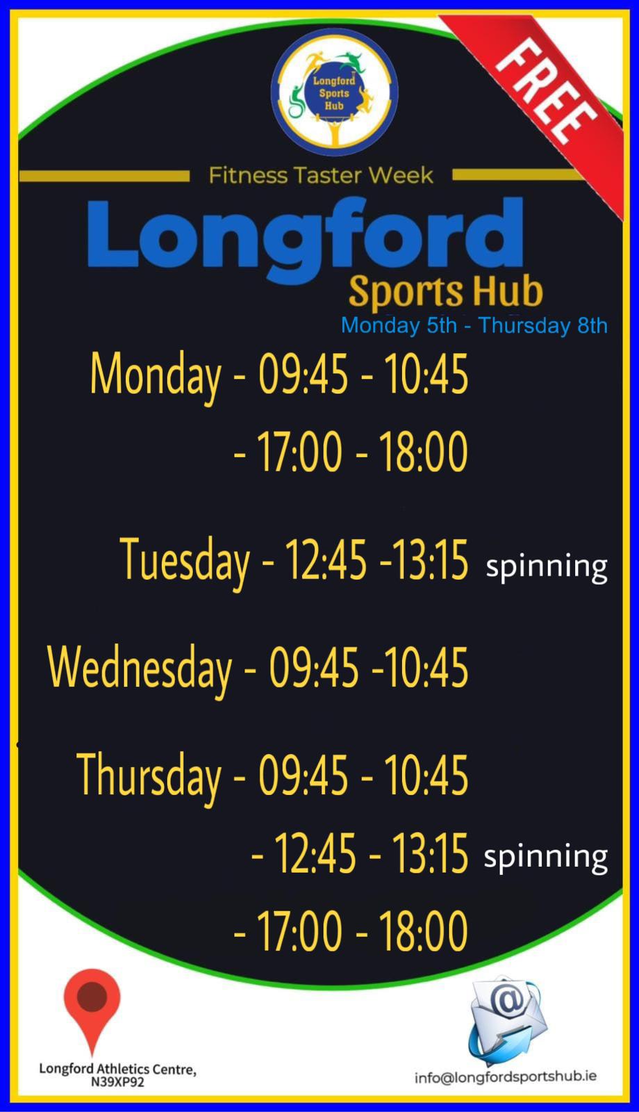 Longford Sports Hub – Free Fitness Taster Week